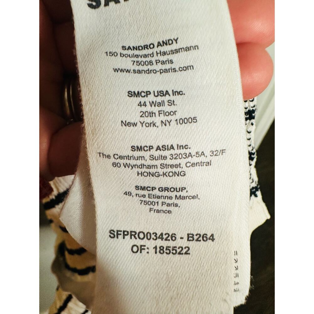 SANDRO White Black Stripes Sleevesless Metallic Buttons Molina Shirt Dress 36 - Picture 12 of 16